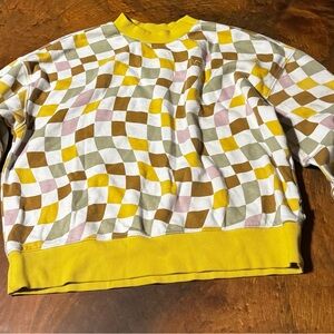 Vans Wavy Checkered Crewneck in Yellow and Brown‎